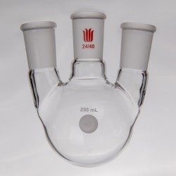 小角度三口球瓶,厚壁高强度,中间磨口24/40,侧磨口:24/40,250ml