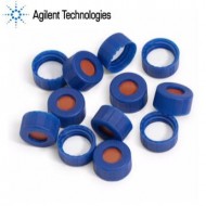 Agilent 塑料瓶盖,瓶盖,螺口,蓝色,PTFE/红色硅橡胶隔垫,100/包