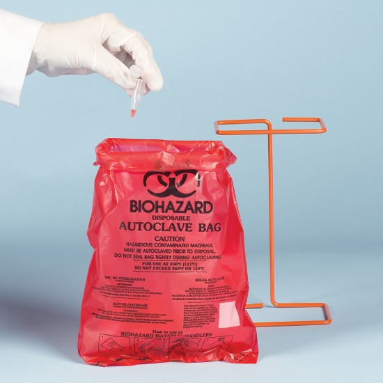 Bel-Art 台式生物危害袋，0.018mm厚度，0.43加仑容量，红色聚乙烯材质（1000个/包）
