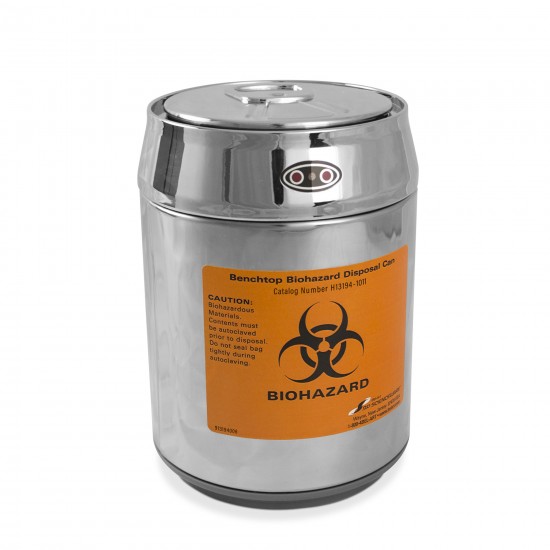 Bel-Art 带运动传感器盖的台式生物危害处理罐；1.5升容量，不锈钢材质