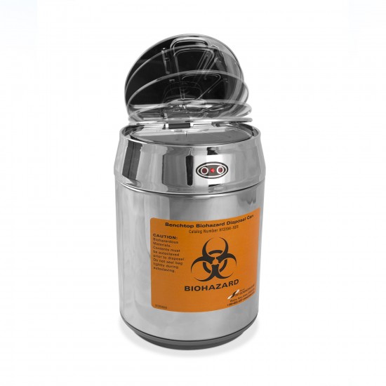 Bel-Art 带运动传感器盖的台式生物危害处理罐；1.5升容量，不锈钢材质