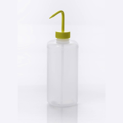 Bel-Art窄嘴1000毫升(32盎司)聚乙烯洗瓶;黄色聚丙烯帽,38毫米口径(4包)