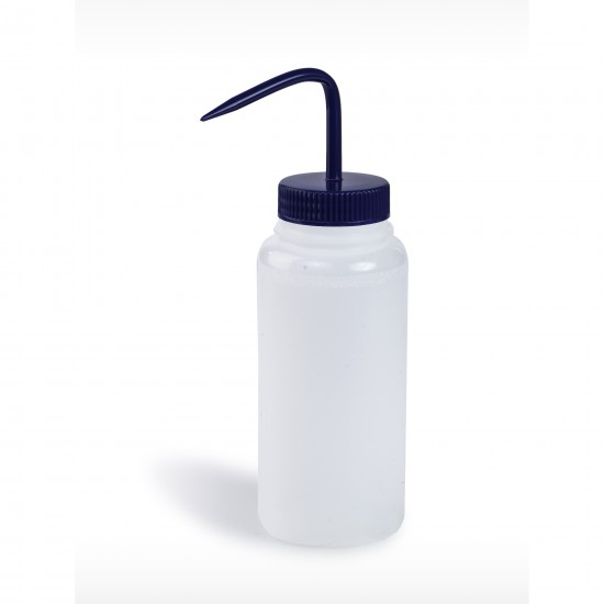 Bel-Art 宽口500mL（16oz）聚乙烯洗瓶; 53毫米蓝色聚丙烯瓶盖（6个/包）