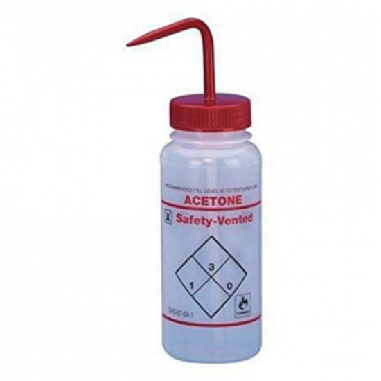 Bel-Art 安全排气/贴标 2 色丙酮广口洗瓶； 500 毫升（16 盎司），聚乙烯带红色聚丙烯帽（3 件装）