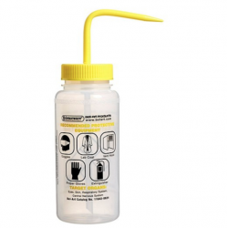 Bel-Art 安全排气/贴标 2 色异丙醇广口清洗瓶； 500 毫升（16 盎司），聚乙烯带黄色聚丙烯帽（3 件装）