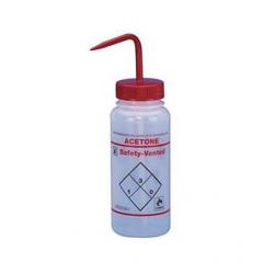 Bel-Art 安全排气/贴标 2 色丙酮广口洗瓶； 250 毫升（8 盎司），聚乙烯带红色聚丙烯帽（3 件装）