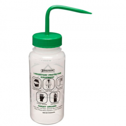 Bel-Art 安全标签 2 色 70% 乙醇广口洗瓶； 500 毫升（16 盎司），聚乙烯带绿色聚丙烯帽（6 件装）