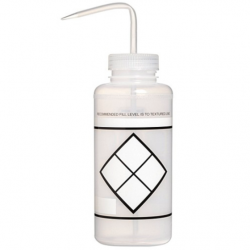Bel-Art 安全标签 2 色 LYOB 广口洗瓶； 1000 毫升（32 盎司），聚乙烯带天然聚丙烯瓶盖（6 件装）