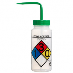 Bel-Art 带有安全标签的 4 色乙酸乙酯宽口洗瓶； 500 毫升（16 盎司），聚乙烯带绿色聚丙烯帽（4 件装）