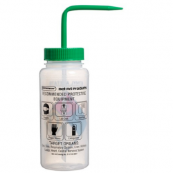 Bel-Art 带有安全标签的 4 色乙酸乙酯宽口洗瓶； 500 毫升（16 盎司），聚乙烯带绿色聚丙烯帽（4 件装）