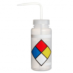 Bel-Art 带有安全标签的 4 色 LYOB 广口洗瓶； 500 毫升（16 盎司），聚乙烯带天然聚丙烯瓶盖（4 件装）