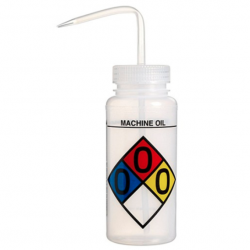 Bel-Art 带安全标签的 4 色机油宽口洗瓶； 500 毫升（16 盎司），聚乙烯带天然聚丙烯瓶盖（4 件装）