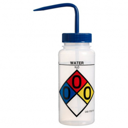 Bel-Art 安全标签 4 色宽口水瓶； 500 毫升（16 盎司），聚乙烯带蓝色聚丙烯帽（4 件装）