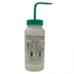 Bel-Art 带有安全标签的 4 色 70% 乙醇广口洗瓶； 500 毫升（16 盎司），聚乙烯带绿色聚丙烯帽（4 件装）