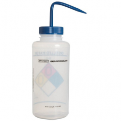 Bel-Art 带有安全标签的 4 色蒸馏水宽口洗瓶； 1000 毫升（32 盎司），聚乙烯带蓝色聚丙烯帽（4 件装）