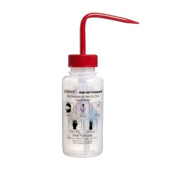Bel-Art 知情权安全排气/贴标 4 色丙酮广口洗瓶； 250 毫升（8 盎司），聚乙烯带红色聚丙烯帽（4 件装）