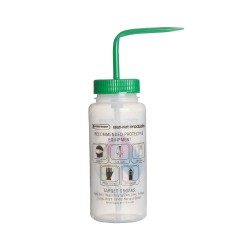 Bel-Art 知情权安全排气/贴标 4 色乙酸乙酯宽口洗瓶； 500 毫升（16 盎司），聚乙烯带绿色聚丙烯帽（4 件装）