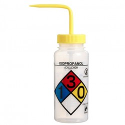 Bel-Art 知情权安全排气/贴标 4 色异丙醇广口清洗瓶； 500 毫升（16 盎司），聚乙烯带黄色聚丙烯帽（4 件装）