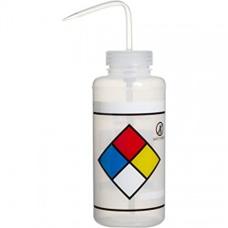 Bel-Art 知情权安全排气/贴标 4 色 LYOB 广口洗瓶； 1000 毫升（32 盎司），聚乙烯带天然聚丙烯瓶盖（2 件装）