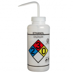 Bel-Art 知情权安全排气/贴标 4 色乙醇广口洗瓶； 1000 毫升（32 盎司），聚乙烯带天然聚丙烯瓶盖（2 件装）