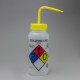 Bel-Art 带安全控制排放和GHS标签的二氯甲烷洗瓶；500mL（16oz），聚乙烯，带有黄色聚丙烯帽盖（4个/包）
