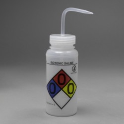 Bel-Art GHS Labeled Safety-Vented Isotonic Saline Wash Bottles; 500ml (16oz), Polyethylene w/Natural Polypropylene Cap (Pack of 4)