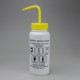 Bel-Art GHS贴带安全控制排放次氯酸钠（漂白剂）洗瓶；500ml（16oz），聚乙烯w/黄色聚丙烯盖（4件装）