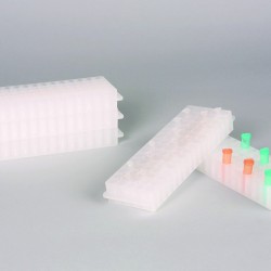 Bel-Art Reversible PCR and Microcentrifuge Tube Rack; For 0.2ml or 1.5-2.0ml Tubes, 80 Places, Natural (Pack of 5)