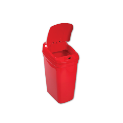 Bel-Art Touch Free 7.3 Gallon Automatic Waste Can with Red Lid