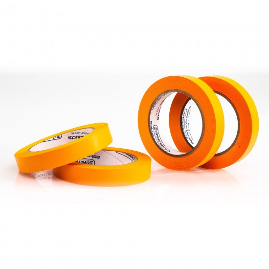 Bel-Art橙色标签书写胶带; 40码长, ³/₄ 英寸宽, 3 英寸中心圈 (4个/包)