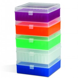 Bel-Art 100-Place Plastic Freezer Storage Boxes; Assorted Colors (Pack of 5)