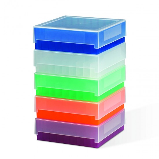 Bel-Art 81 位塑料冷冻储物盒； 紫色（5 件装）