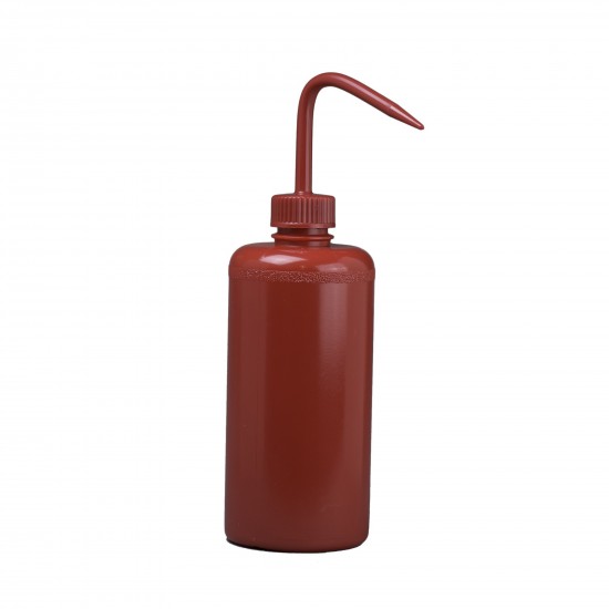 Bel Art 500ml红色聚乙烯洗涤瓶和瓶盖，28mm封口（一包6个）