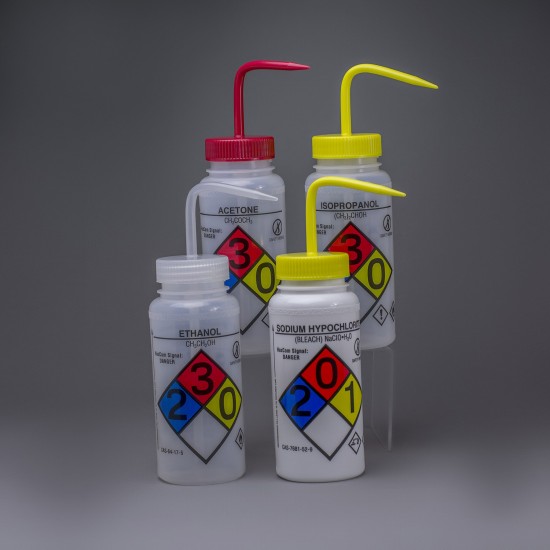 Bel Art GHS贴有安全通风的配套洗涤瓶；500ml（一包4个）