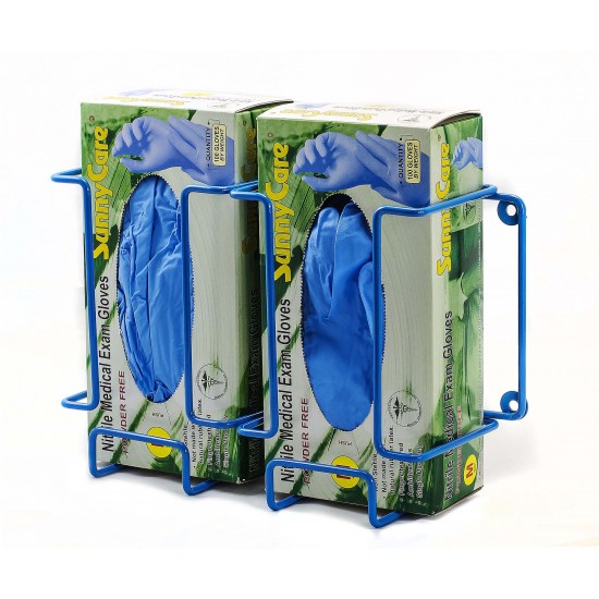 Bel Art Poxygrid手套分配器架；双盒支架，12 x 4¼x 8¼英寸，蓝色
