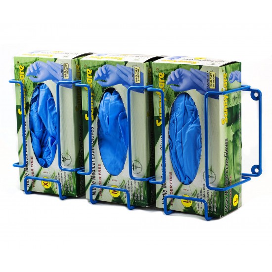 Bel Art Poxygrid手套分配器架；三盒支架，17½x 4¼x 8¼英寸，蓝色