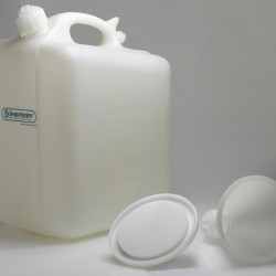 Bel-Art Safety Waste 20 Liter (5 Gallon) Jug; Polyethylene, Funnel Top, 45mm Closure