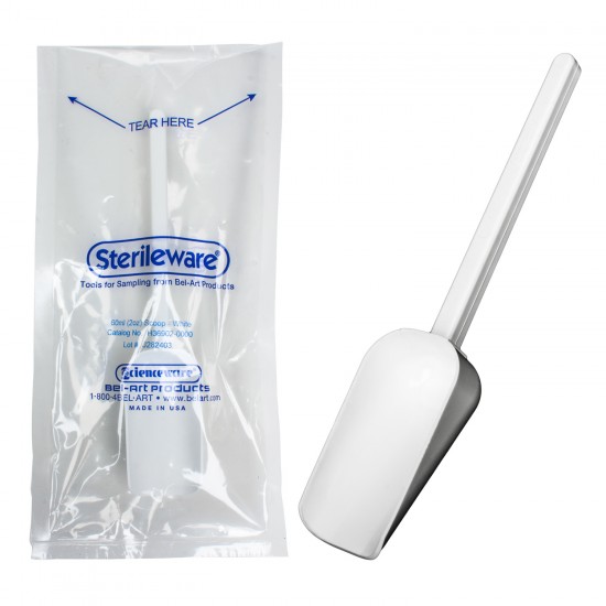 Bel-Art Sterileware取样勺;60ml(2盎司)，白色塑料，单独包装(100个/包)