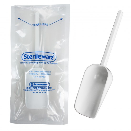 Bel-Art Sterileware取样勺;125ml(4盎司)，白色塑料，单独包装(100个/包)