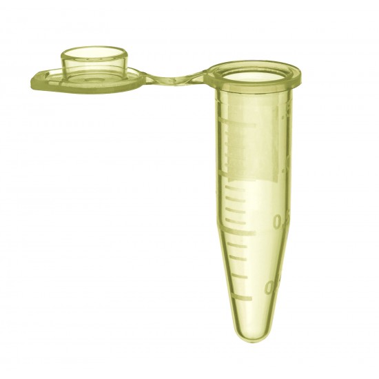 1.5 mL SuperClear® Microcentrifuge Tubes with Extra Large Attached Caps, Yellow, in Resealable Bags
