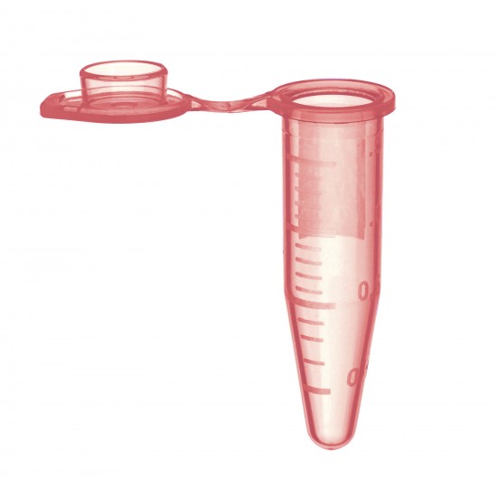 1.5 mL SuperClear® Microcentrifuge Tubes with Extra Large Attached Caps, Red, in Resealable Bags