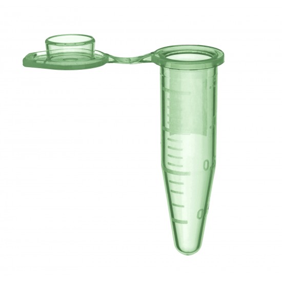 1.5 mL SuperSlik® Low Retention Microcentrifuge Tubes with Attached Caps, Green, in Resealable Bags
