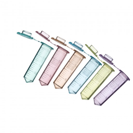 2.0 mL SuperClear® Microcentrifuge Tubes with Attached Caps, Assorted Colors, in Resealable Bags