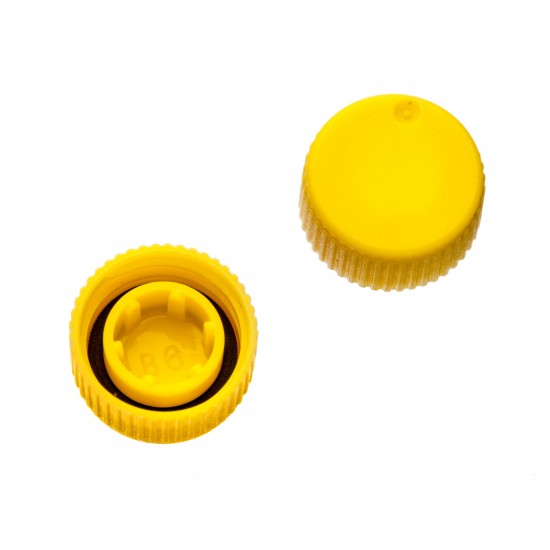 Screw Caps with O-Rings for SuperClear® microtubes, Yellow Color, in Bags