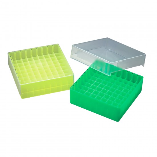 81 Place Reversible Microtube Racks for 0.5 mL to 2.0 mL Tubes with Clear Lids, Natural Color