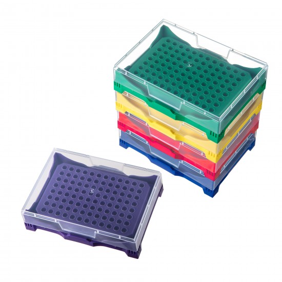 PCR Disposables Storage Rack with Clear Lids, Assorted Colors, Autoclavable