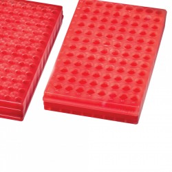 96 Place Reversible Microtube Storage Racks, Red, Autoclavable