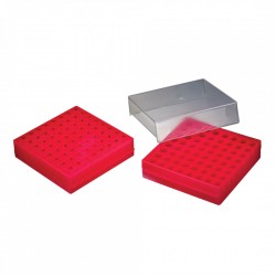 64 Place Reversible Microtube Racks for 0.5 mL to 2.0 mL Tubes with Clear Lids, Assorted Colors