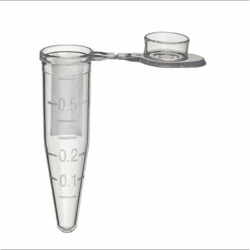 0.5 mL SuperClear® Microcentrifuge Tubes with Attached Caps, Clear, in Resealable Bags