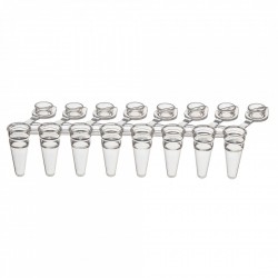 PurePlus® 0.1 mL 8-Well Low Profile PCR Tube Strips with Individually Attached Clear Flat Caps, in Bags